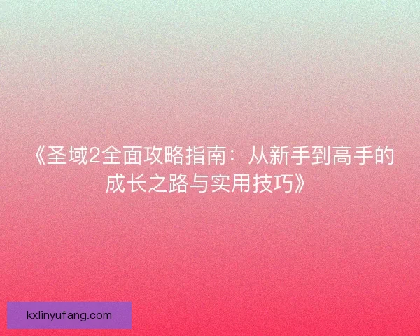 《圣域2全面攻略指南：从新手到高手的成长之路与实用技巧》